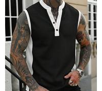 Canotta estiva comoda e in patchwork da uomo, ideale per attività all'aperto, feste, escursioni, ottimo regalo per il fidanzato L,M,S,XL,XXLBlocchi di coloreTessuto in maglia