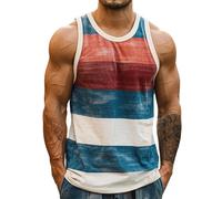 Canotta estiva da uomo, senza maniche, sportiva, a contrasto di colore, per il bodybuilding, per il tempo libero, leggera, comoda, traspirante, alla moda, Blu scuro, XXXXXXL