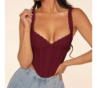 Canotta glamour da donna con orlo in pizzo tinta unita L,M,S,XSColore unicoTessuto in tulle