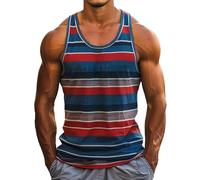 Canotta hawaiana con spalline spaghetti per l'estate casual senza maniche, maglietta muscolosa, leggera, vestibilità regolare, traspirante, stampa spiaggia, canotta doppia fodera, Azzurro, 5XL