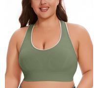 Canotta in cotone Set da donna Breathable Plus Size No Underwire No Marks Hollow Bra Thin Yoga Underwear Bianco Pizzo, verde, L