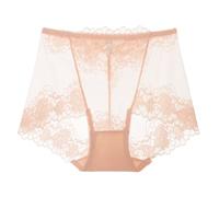Canotta in pizzo raso mutandine perizoma a vita alta senza cuciture con pizzo jacquard per donna, biancheria intima trasparente set di biancheria intima 2 pezzi, beige, XXL
