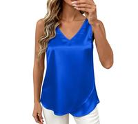 Canotta in Raso Donna Elegante Maglietta Senza Maniche Capo Basic Estivo Casual con Scollo a V Raso Camicette Canotta Maglietta Tops Maglietta Curvy e Confortevole per L'Estate Camicetta alla Moda