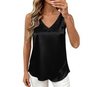 Canotta in Raso Donna Elegante Maglietta Senza Maniche Capo Basic Estivo Casual con Scollo a V Raso Camicette Canotta Maglietta Tops Maglietta Curvy e Confortevole per L'Estate Camicetta alla Moda