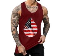 Canotta Mare Uomo - Canottiera Basket Uomo Canotta Sportiva Senza Maniche da Stampata in 3D con Design a Stella e Bandiera per Fitness e Abbigliamento da Palestra (L)