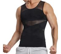 Canotta Modellante da Uomo a Compressione, Senza Maniche, Intimo Snellente, Gilet Modellante per Il Corpo, Maglietta per Allenamento con Controllo Addominale, Nera, Taglia L