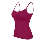 Canotta Palestra Donna con Reggiseno Integrato Intimo Morbido Canotta Slim Fit Aderente Curvy Traspirante Top Elasticizzato Fitness Senza Cuciture Tank Top Palestra Basic Tinta Unita Moda Canottiera