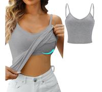 Canotta Palestra Donna Estiva 2024 Tinta Unita con Reggiseno Incorporato Canottiera Donna Moda 2024 Tank Top Scollo a V Donna Camisole Estive con Reggiseno Sportivo Canottea Palestra Donna