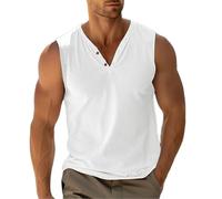 Canotta Palestra Uomo, Canotte Sportive Uomo Canottiera Cotone E Lino Leggera Senza Manica Fitness Tank Top Canottiere Traspirante Gilet Muscolo Contenitiva Elasticizzata Elegante Canotta Estiva