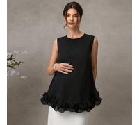 Canotta premaman, collo tondo con balza 3D per uno stile dolce, tessuto in satin morbido e delicato sulla pelle, vestibilità ampia per la gravidanza, delicata ed elegante L,M,S,XLColore unicoTessuto i