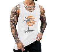 Canotta Running Uomo Estiva, Canottiera Uomo Palestra Collo Rotondo Canotta Senza Maniche Smanicato Stampata Beach Holiday Casual Leggero Allentato Tank Top per Corsa Ciclismo Fitness Vest