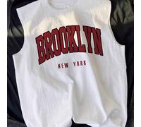 Canotta senza maniche casual minimalista con grafica a lettere per bambini e ragazzi, adatta per l'estate, stampa grafica classica popolare con testo Brooklyn, New York 6Y,7Y,8Y,9Y,4Y,5Y,3-4YLettereTe