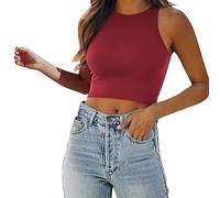 Canotta senza maniche con schiena incrociata per elegante maglietta basic con taglio attillato, per lo sport e il tempo libero, materiale traspirante per una massima, Colore: rosso, 3XL