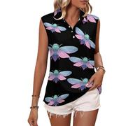 Canotta Senza Maniche con Stampa di cicale Colorate, Polo da Golf da Donna, Top da Tennis alla Moda