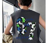 Canotta senza maniche per ragazzi adolescenti, con stampa di controller di gioco e numero 67, slogan "Six Seven", vestibilità casual e ampia, adatta per il ritorno a scuola, stile di strada, tempo lib