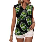 Canotta Senza Maniche vegetariana con sottaceti, Polo da Golf da Donna, Top da Tennis alla Moda