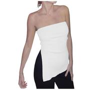 Canotta sexy da donna senza spalline, bianco, S