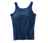 Canotta Spallina Sottile Tank Shirt Spalla Larga Ampia Vestibilità Canottiera Con Coppe Incorporate Maglietta Sportiva Cotone Comoda E Traspirante Camicia Imbottita Elegante Curvy Fitness Jogging
