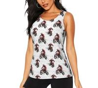 Canotta sportiva da donna, colore rosso, con stampa motociclistica, senza maniche, ad asciugatura rapida, per palestra, yoga, corsa, tennis, Nero, M