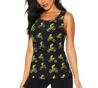 Canotta sportiva da donna, colore verde, con 1 stampa, senza maniche, ad asciugatura rapida, per palestra, yoga, corsa, tennis, Nero, XXL