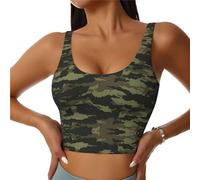 Canotta sportiva da donna con motivo mimetico imbottito reggiseno sportivo in esecuzione fitness yoga corsetto top danza design U, Nero , S
