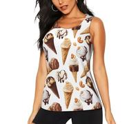 Canotta sportiva da donna, con stampa di gelato, senza maniche, ad asciugatura rapida, per palestra, yoga, corsa, tennis, Nero, S