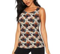 Canotta sportiva da donna, con stampa di teschio, senza maniche, ad asciugatura rapida, per palestra, yoga, corsa, tennis, Nero, XL
