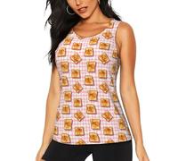 Canotta sportiva da donna - rosa scozzese stampa toast senza maniche ad asciugatura rapida palestra yoga corsa tennis top, nero, L
