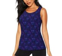 Canotta sportiva da donna - viola Cyber Wolf Head Print senza maniche ad asciugatura rapida palestra yoga corsa tennis top, Nero, L