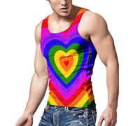 Canotta sportiva da uomo LGBT Rainbow Flag Canottiera LGBTQ Canotta senza maniche Pride Month T-Shirt Traspirante Muscolare Camicia Sportiva, 01 rosso., S