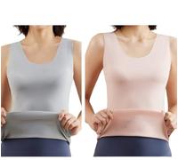 Canotta Termica da Donna 2 Pezzi, Canotta Termica Super Morbida in Micropile Spazzolato Invernale Canotta Termica da Donna Senza Maniche Canotta Foderata in Pile, Grigio E Rosa, XS