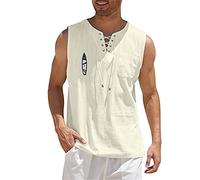 Canotta Uomo Cotone E Lino Palestra Tank Top Mare Sportive Canottiere Fitness Offerta Traspirante Maglietta Senza Maniche Estive Spalla Larga Fantasia Casual Canotta Aderente Gym Spiaggia Allenamento