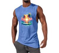 Canotta Uomo Estate Casual Moda Senza Maniche Maglietta Morbida Traspirante 3D Stampata Grafica Muscolo Tropicale Cardigan Hawaiano Canotta Uomo, Blu navy, M
