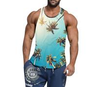 Canotta Uomo Fitness Mare Canotta Elasticizzato Sportive Casual Fantasia Canottiere Cotone Spalla Larga Girocollo Aderente Maglietta Senza Maniche Estive Traspirante Gym Allenamento Spiaggia Tank Top