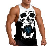 Canotta Uomo Running, Canottiera Sportiva Uomo Camiseta sin Mangas con Estampado de patrón para entrenamiento atlético Retro Camiseta sin Mangas Camiseta gráfica Informal de Calle (Blue S)