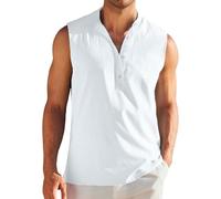 Canotta Uomo Spalla Larga Canotta Palestra Sportive Canottiera Cotone e Lino Leggera Traspirante Senza Manica Maglia Casual Canotte Estive da Mare Fitness Running Tank Top Elasticizzato Elegante 2025