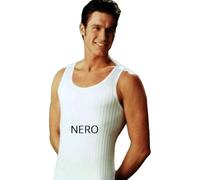 Canotta uomo spalla larga filo di scozia scarto ago Gicipi 281 Nero tg 4-7