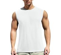 Canotta Uomo Sportiva - Canottiere Canottiera Estiva da Ice Silk Ice Oxygen Grid Mesh Traspirante per Lo Sport e Il Tempo Libero a Mezza Manica Muscolare Traspirante (White L)