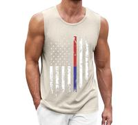 Canotta Uomo Traspirante Grafica Stampata Leggera Estate Casual Allentato Fit Party Streetwear Vacanza Classico Gilet Spaghetti Strap Canotta, Beige, XL