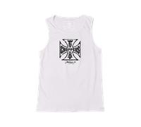 Canotta West Coast Choppers Worn Cross Wifebeater BiancoL Bianco