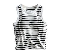 Canotte crop da allenamento per le donne anime carino corsa girocollo senza maniche 2026 camicie ritagliate palestra a righe trendy estate atletica canotta moda sport Y2K casual base primavera