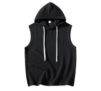 Canotte da allenamento con cappuccio per uomo camicie senza maniche con cappuccio corsa atletica t-shirt carri armati casual spiaggia tees streetwear, Nero , 3XL