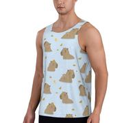 Canotte da allenamento da uomo, per nuoto, capibara anatra, ad asciugatura rapida, senza maniche, per corsa, da uomo, Nero, 4XL