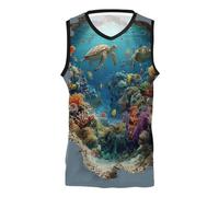 Canotte da basket comode, in jersey per allenamento di squadra, per tifosi, uomini, donne, squadre giovanili, scrimmage, colore nero, effetto ottico 3D, 3d illusione ottica parete arte subacquea, S