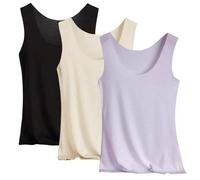 Canotte da donna 3 canotte in tinta unita senza maniche top sciolto longline camicie comode canotte fresche gilet leggero traspirante estivo casual pigiama da ghiaccio camicette, Grigio, XL