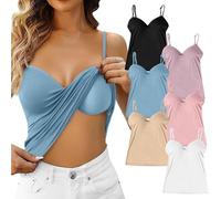 Canotte da Donna a Canotta con Reggiseno Incorporato Canottiera di Base Solida Camicia Imbottita Regolabile con Spalline Sottili Casual Quotidiano Top
