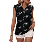 Canotte da Donna con Stampa Orca e Balena assassina, Polo da Golf Senza Maniche con Colletto, Outfit Casual Estivi