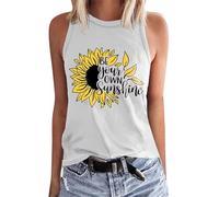 Canotte da donna elasticizzate di base canotta da donna Primavera/Estate Girocollo Baseball Lettera Stampa Be Your Own Sunshine Canotta Senza Maniche Crop Top Camicia Pack, Giallo, M