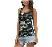 Canotte da donna mimetiche senza maniche, camicette leggere per uscire top ad asciugatura rapida, maglietta estiva con scollo quadrato, maglietta casual per le vacanze, camicie traspiranti sottili per