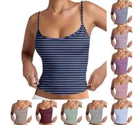 Canotte da donna nel Regno Unito, canotte da donna a righe - Basic Slim Fit Cami Vest Sexy senza spalline Tube Top Crop Canotte Classiche Senza Maniche Camis Estate Abbigliamento Casual A Strisce